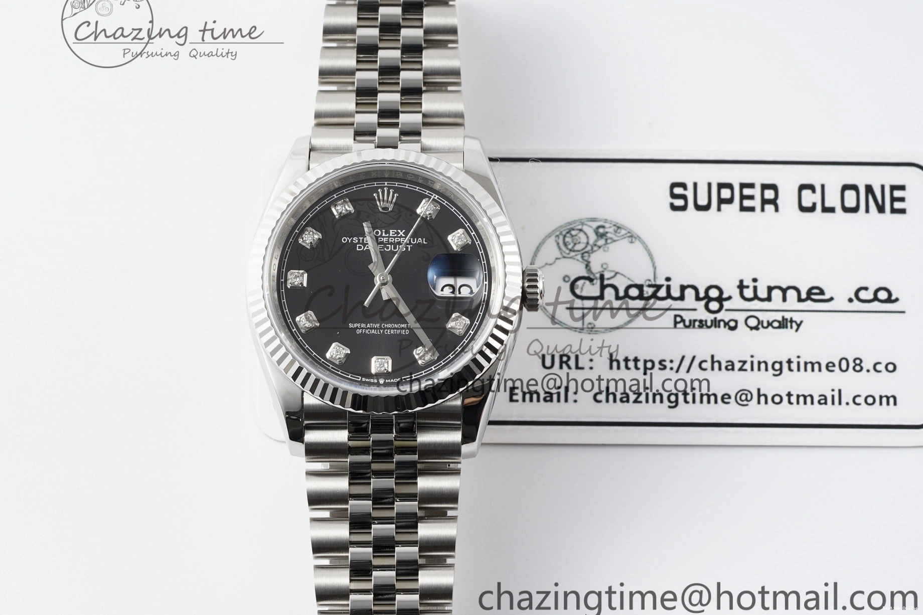 0413 Unique DateJust 36 SS 116234 VSF 1:1 Best Edition 904L Steel Black Diamonds Dial on Jubilee Bracelet VS 2089